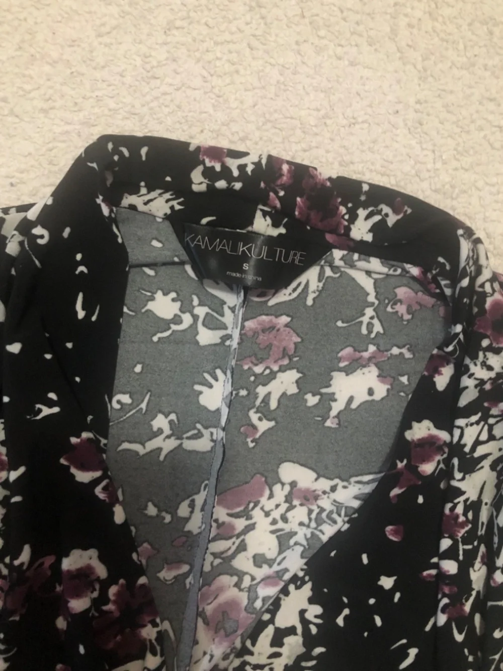 Kamali Kulture Cap Sleeve Side Draped Dress Black Abstract Size S - Picture 3 of 5